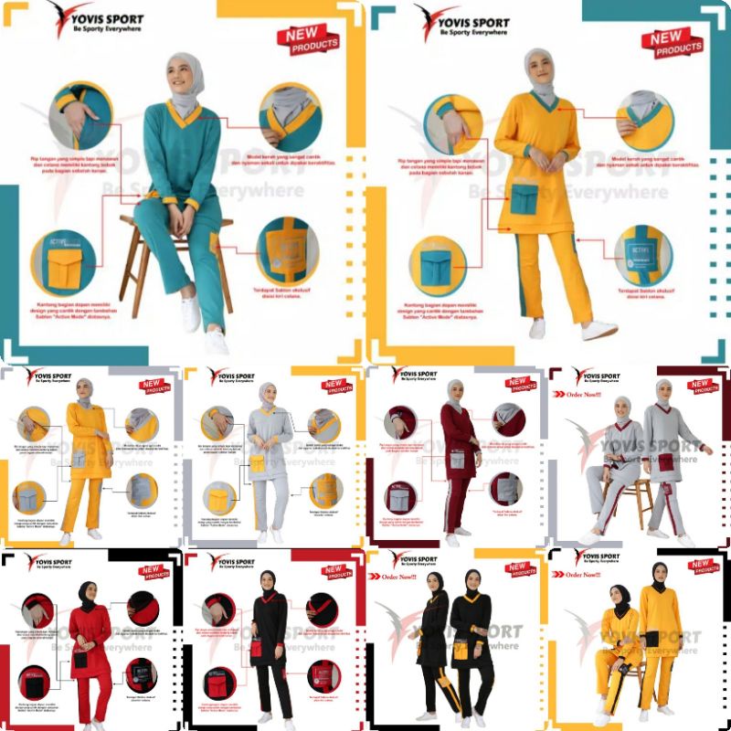 Setelan Olahraga Muslimah Tunik Sablon Yovis Sport Jumbo Size/Semi Tunik Sablon Ukuran Jumbo