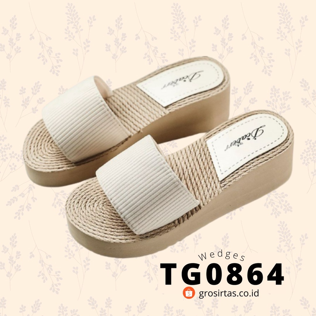 GROSIRTAS TG0864 Sandal Wedges Wanita Import Spons Fashion Kekinian