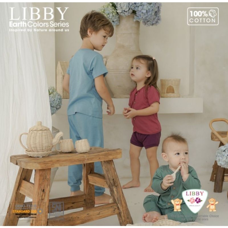 Libby Earth Colors Comfy Series Setelan Lengan Pendek Celana Pendek