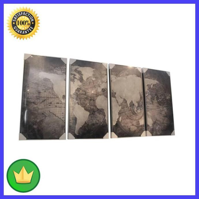

Hiasan Dinding 52.5X102.5 Cm Set 4 Pcs Canvas Art Map Hijaulumut11