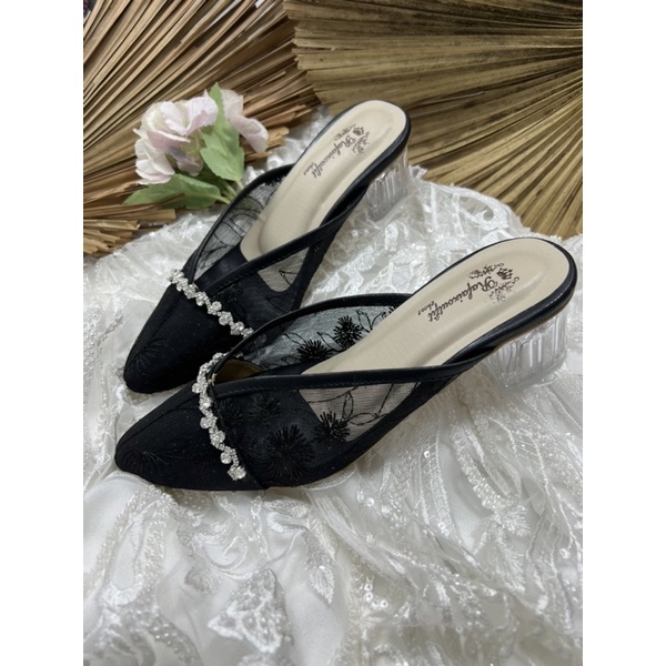 Rafaizoutfit sepatu annesha hitam sepatu wanita heels 5cm hak kaca