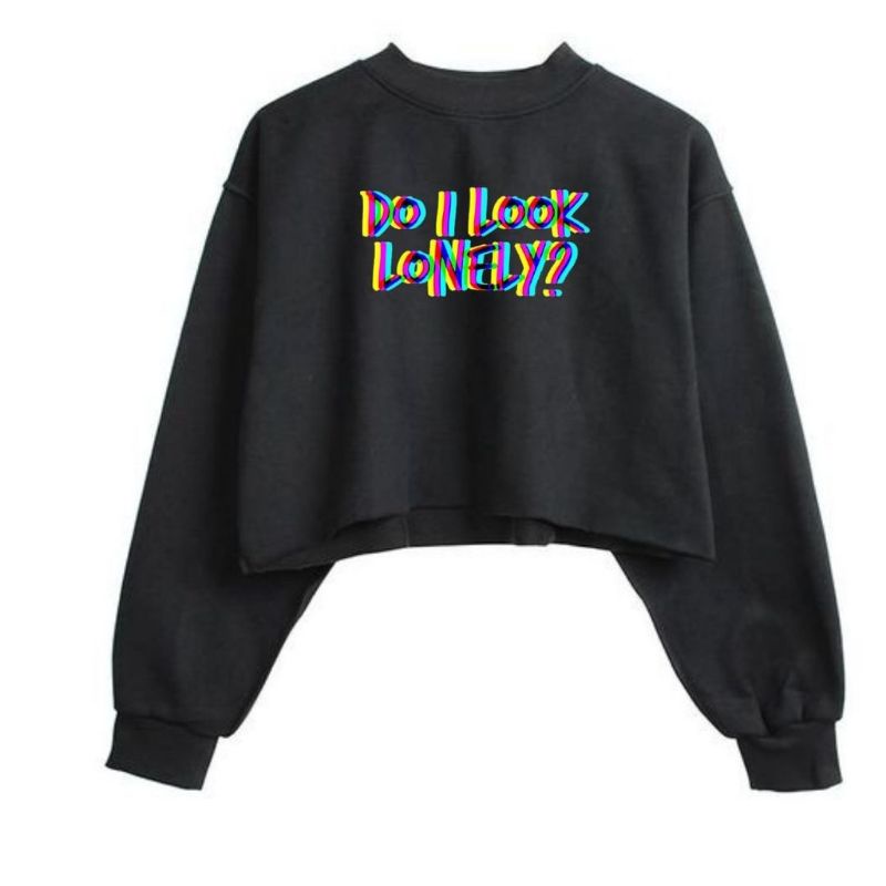 N2-SWEATER KROPTOP DO I LOOK LONELY