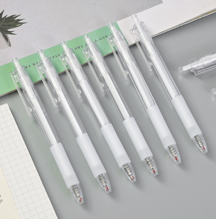 The new transparent type press large-capacity carbon bullet neutral press pen student office gel pen