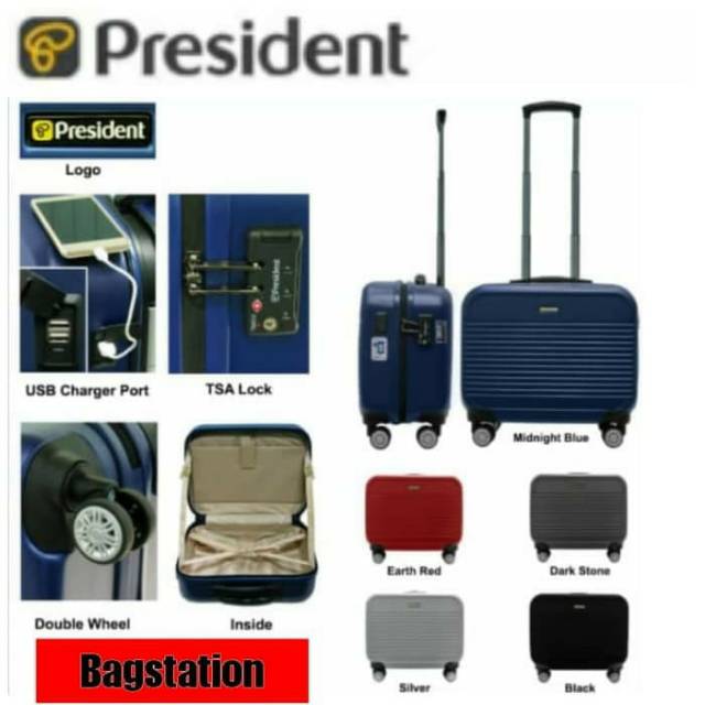 TAS KOPER TAS CABIN PRESIDENT C013 USB ORIGINAL 4 RODA ABS SELETING TSA LOCK TAS TRAVEL TAS PAKAIAN TAS BAJU