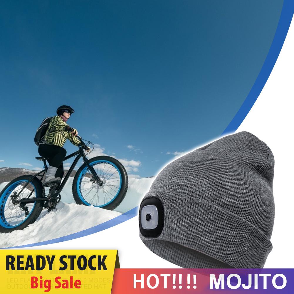 Topi Beanie Rajut Musim Dingin Dengan Lampu Depan Led Untuk Memancing