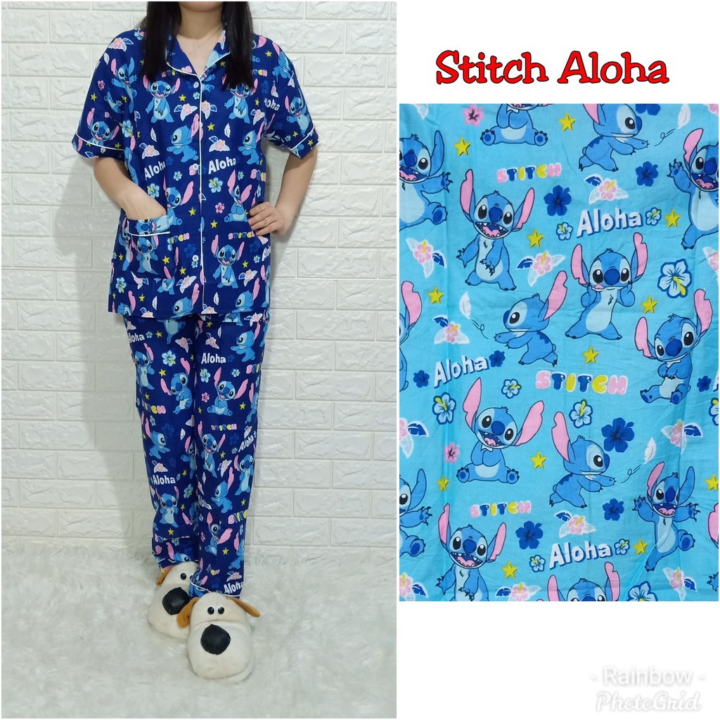 Piyama ABG CP celana panjang baju pendek, katun jepang, fit to L, motif TEDDY/PONY/TSUMTSUM/MEOW/LOL