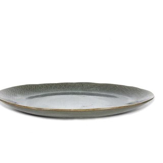 FC8 Artisan Ceramic Green Crackle Dinner Plate Piring  