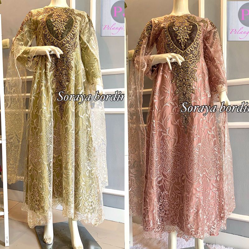 KEBAYA ORIGINAL//KEBAYA MODERN//GAMIS SORAYA BORDIR (JUMBO LD 120CM)//GAMIS WISUDA//BAJU PESTA//SERAGAMAN KELUARGA//LAMARAN PERNIKAHAN//By Pelangi Jaya