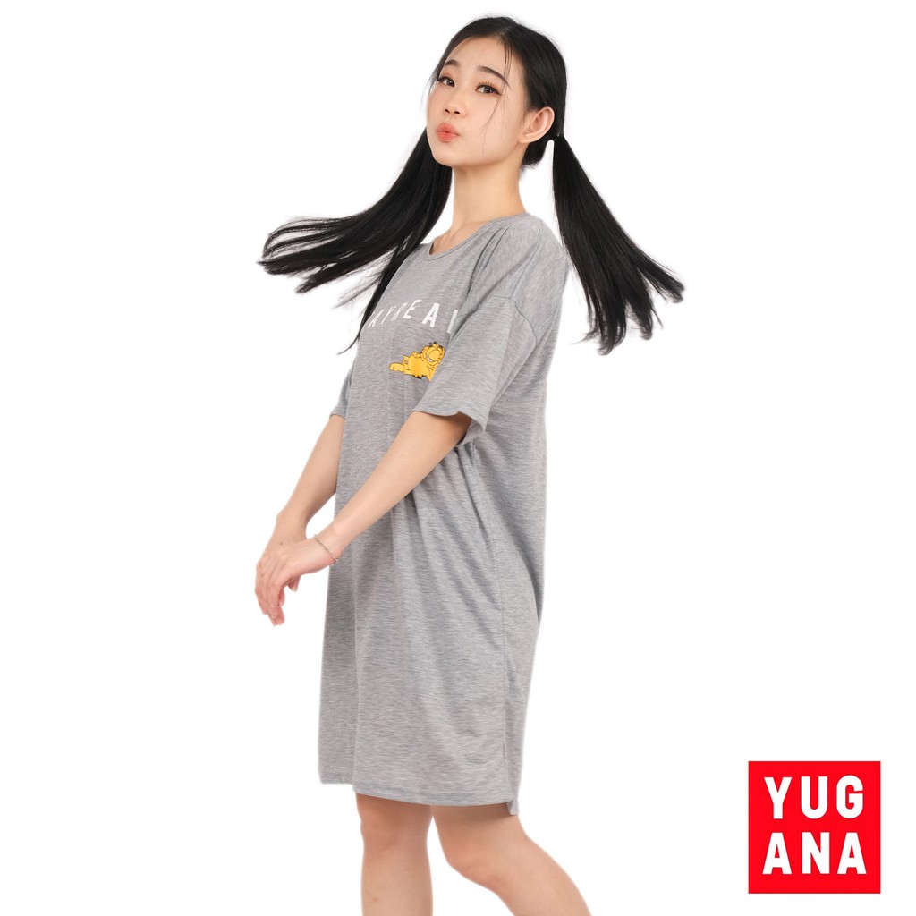 Baju Kaos Panjang Wanita Import Jumbo Remaja Karikatur Daster Cewek Oversize Lengan Pendek