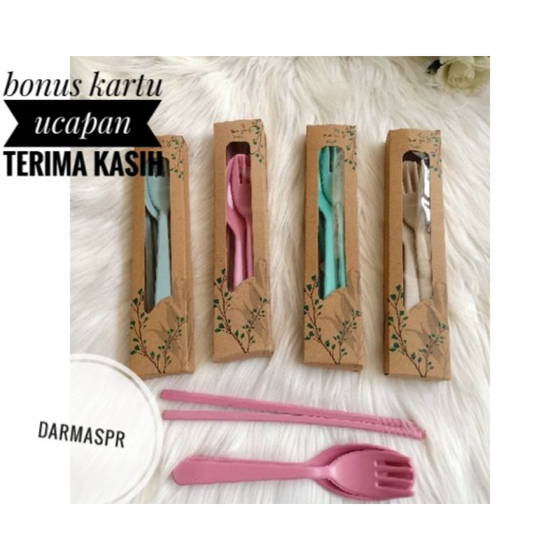 Souvenir Pernikahan Sendok Set Travel Lokal Kemas Bok Rustik Kaca isi 50pcs