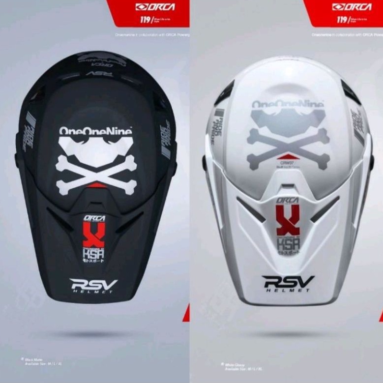 HELM ORCA TH 9 ONEONE NINE/ RSV KSR  BLACK MATTE & WHITE GLOSY LIMITED EDITION