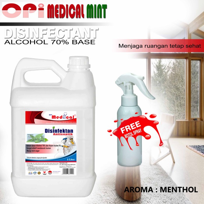 Disinfektan 5 Liter Mint dll Bonus Botol spray Alco dan Non Alco Base Promo berlaku hanya bulan ini saja, ayo buruan sebelum habis periode promo sudah ada izin edar resmi by Oke sabun suplayer