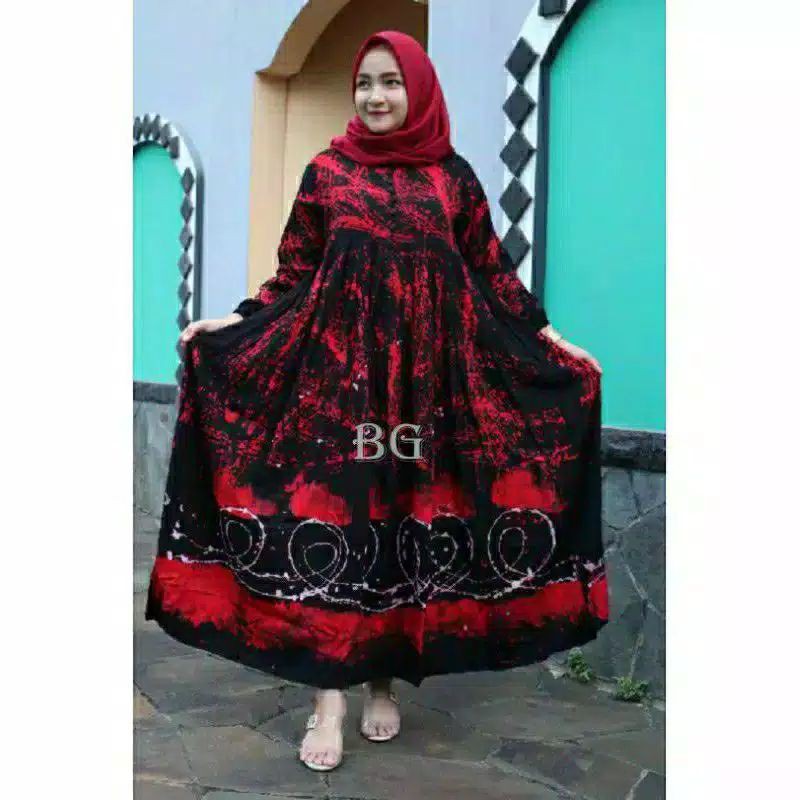 Gamis twill tie dye gamis twil rayon ori super abstrak