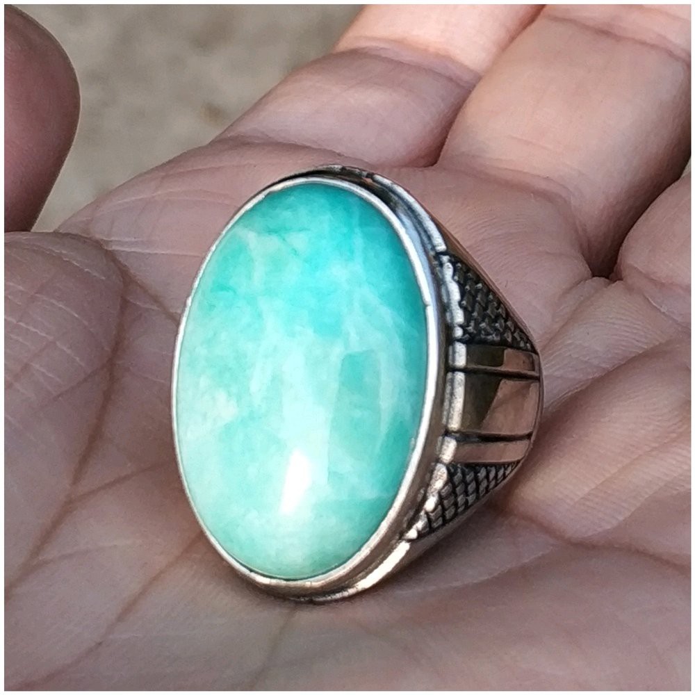 CINCIN BATU AKIK NATURAL BLUE AMAZONITE BIG SIZE HIGH QUALITY