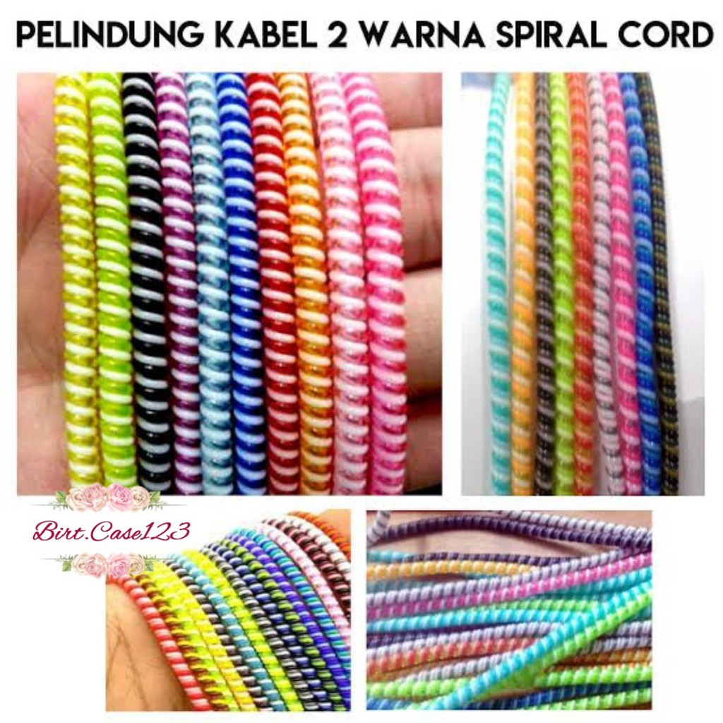 PELINDUNG KABEL 2 WARNA warni lilitan Charger spiral data cable  / CORD PROTECTOR SPIRAL 2 TONE bahan bagus BC5911