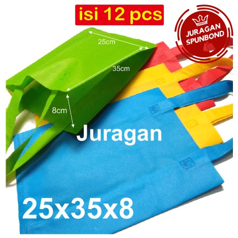 

Isi 12pcs (25x35x8) Tas Spunbond / Tas Kain / Goodie Bag / Tas Souvenir / Kantong Souvenir