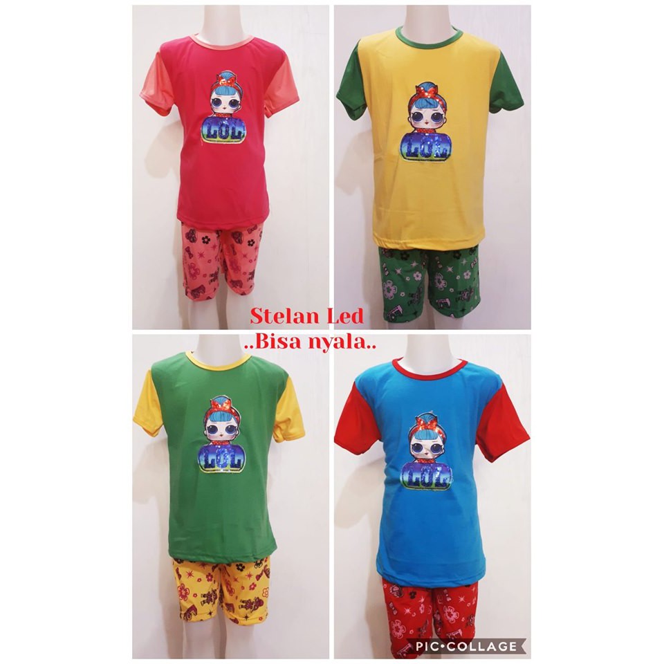 stelan anak  led lol baju  stelan bisa nyala  baju  anak  