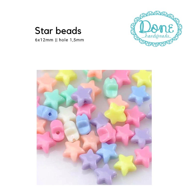 Manik manik bintang star beads soft colour warna pastel beads craft