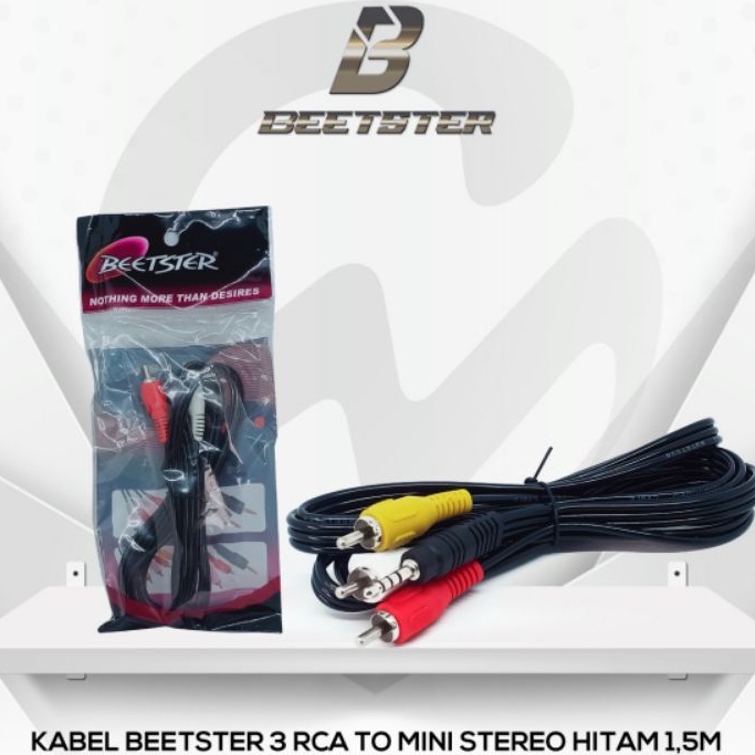 KABEL 2 pin 3 pin RCA TO MINI stereo hitam bening transparan 1.5 meter