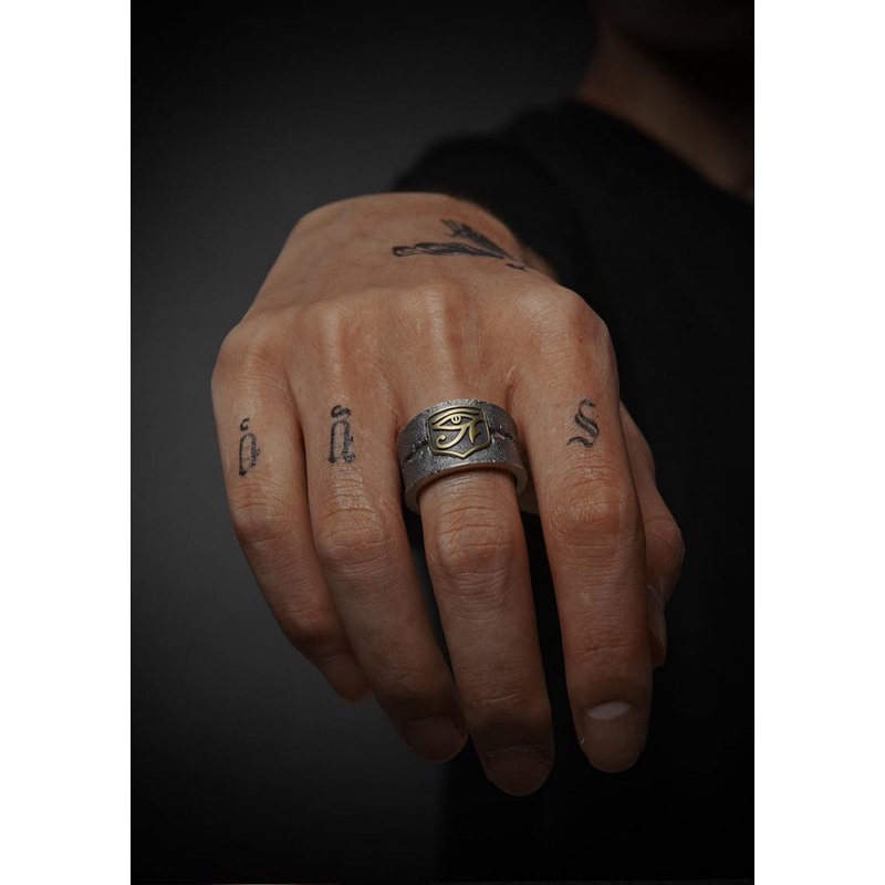 Cincin Model Terbuka Desain Mata Horus Gaya Retro Hip Hop Untuk Pria