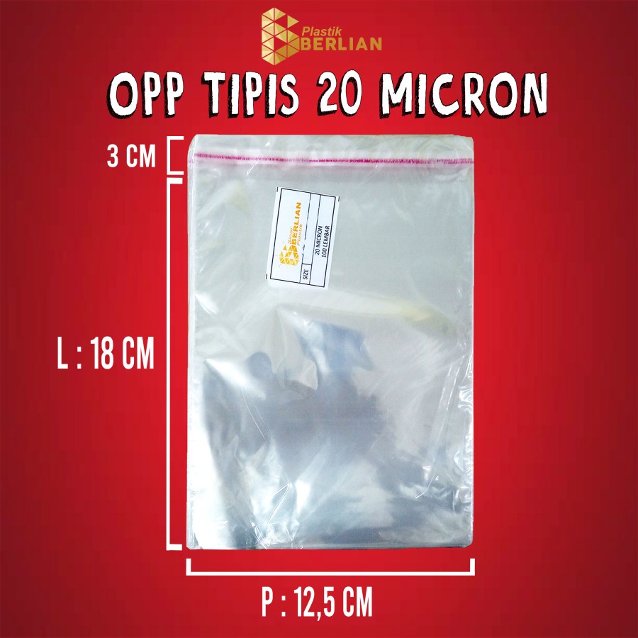 

12,5 x 18 cm Plastik OPP TIPIS (100 lbr) (lem/seal)