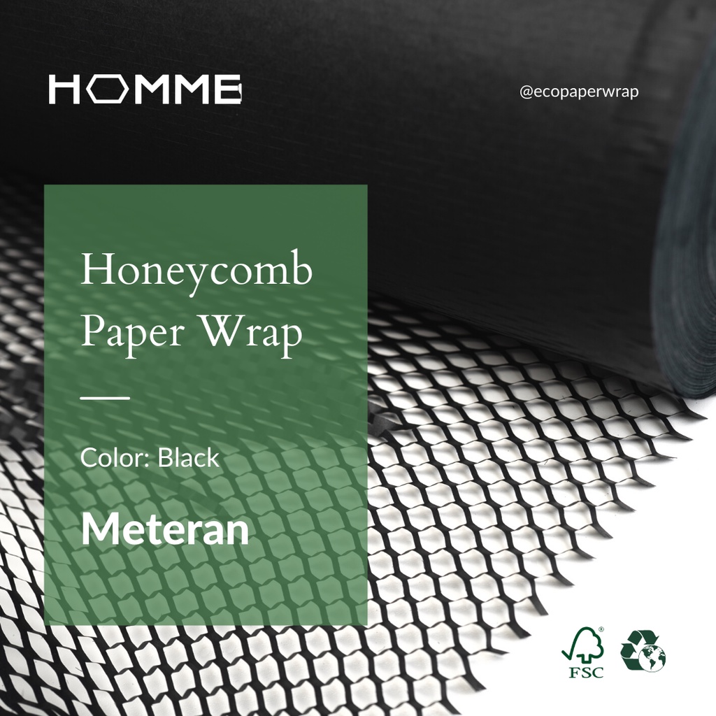 

(5 Meter) 50cm HOMME Eco Honeycomb paper wrap Bubblewrap Kertas Paper Black Hitam