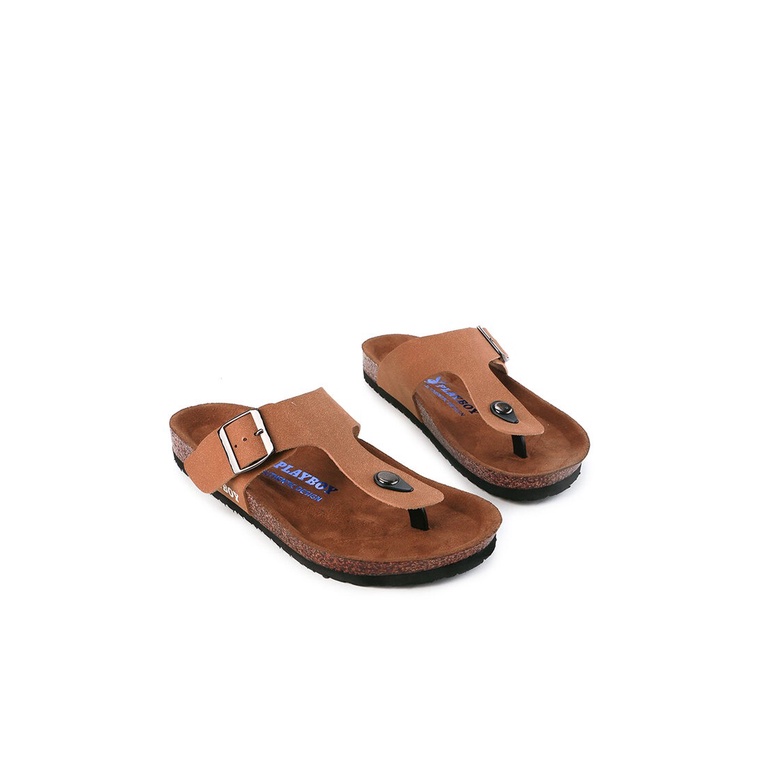 SANDAL JEPIT PLAYBOY PRIA ORIGINAL CASUAL BRANDED ASLI COKLAT PL13