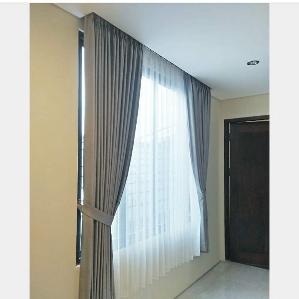 Gorden Blackout Polos Kostum Plisket Tinggi 350 - 400 cm / 4 meter Model Klasik Hordeng Jendela Pintu Tirai Minimalis