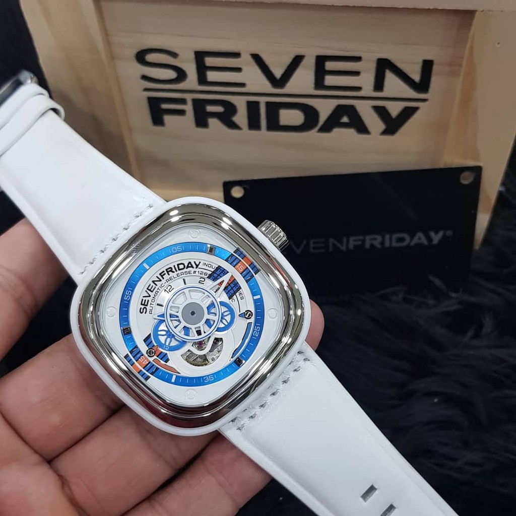SEVENFRIDAY P1B/02 P-Series Automatic Miyota 8S27 White Calf Skin Leather Strap