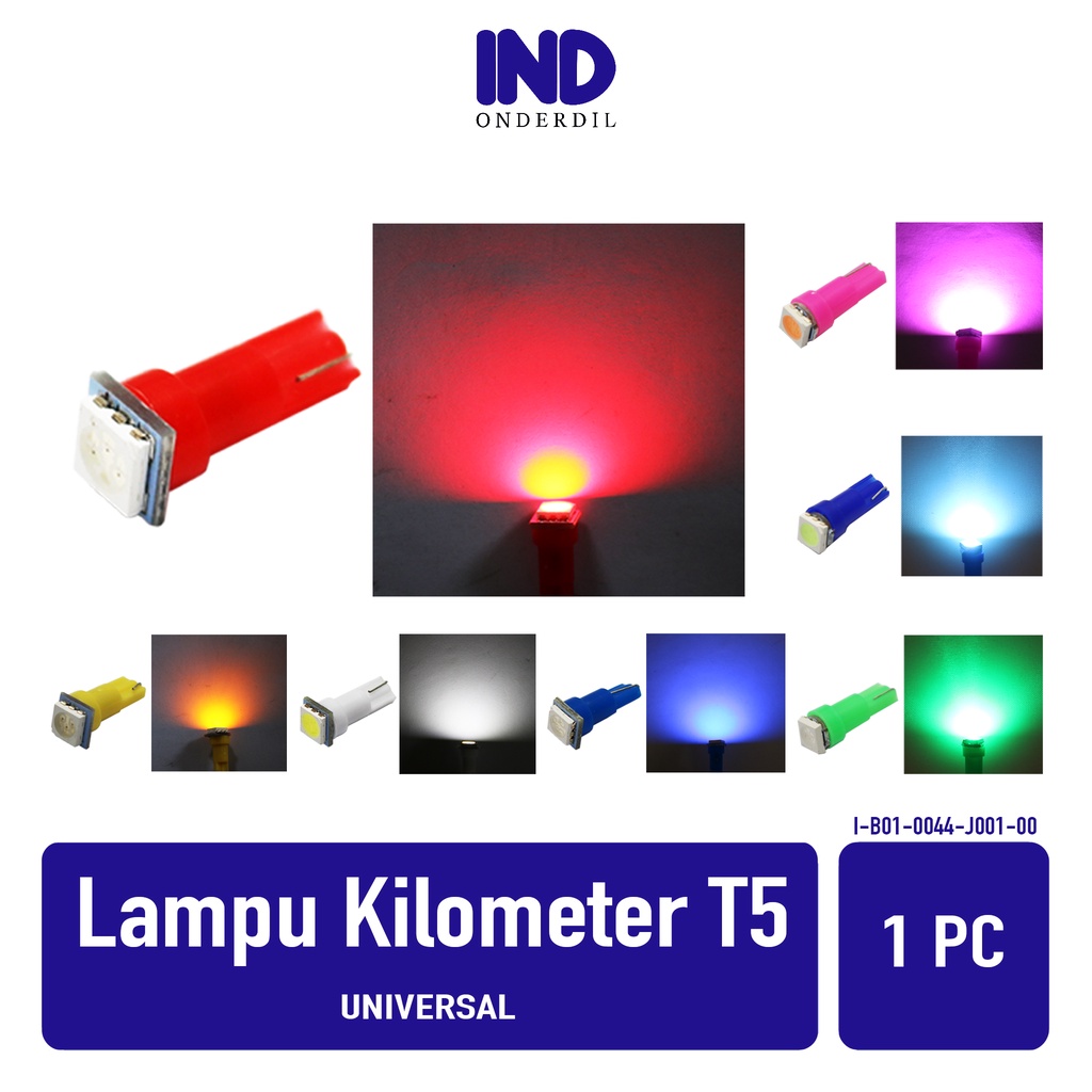 Lampu LED 1 Titik Diam T5-T 5 Speedometer-Kilometer-Spidometer-Spido-Speedo-Kilo Meter Biru-Kuning-Merah-Putih-Pink-Hijau-Ice Blue Universal Motor-Mobil