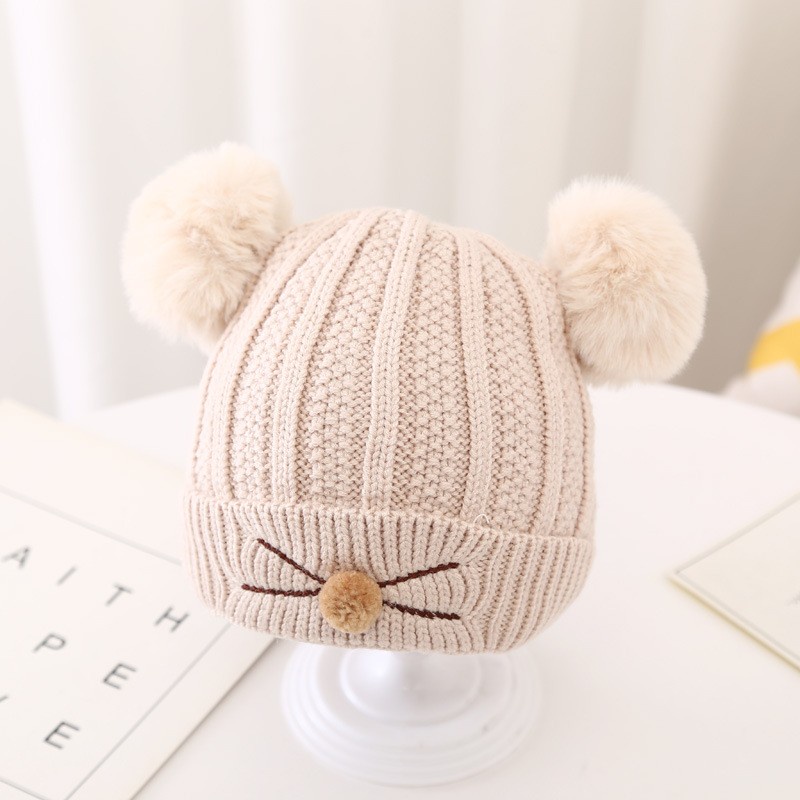 KUPLUK BAYI MODEL CAT POM POM RAJUT UNISEX