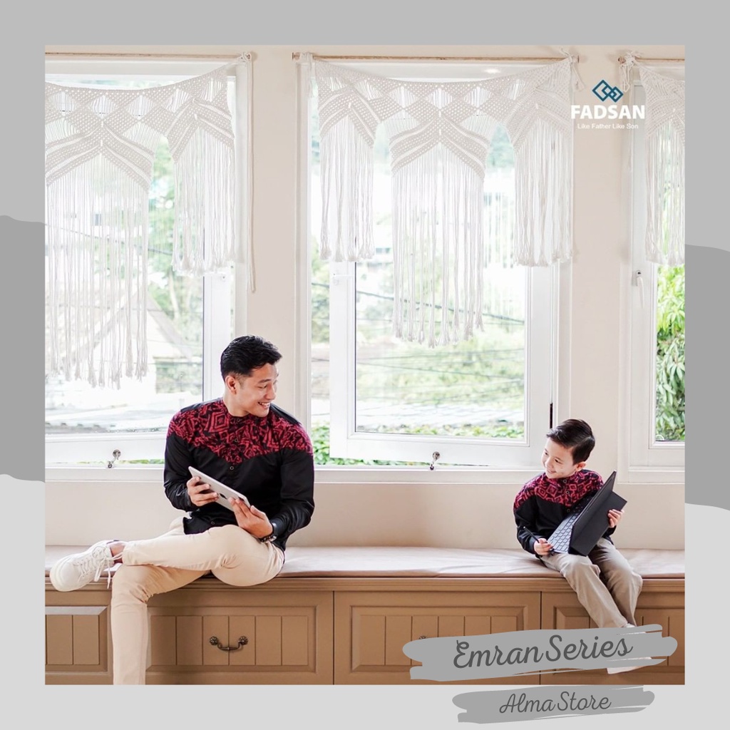 Kemeja Koko Batik Couple Ayah dan Anak Laki Laki Usia 1tahun Hingga 12 Tahun Lengan Panjang