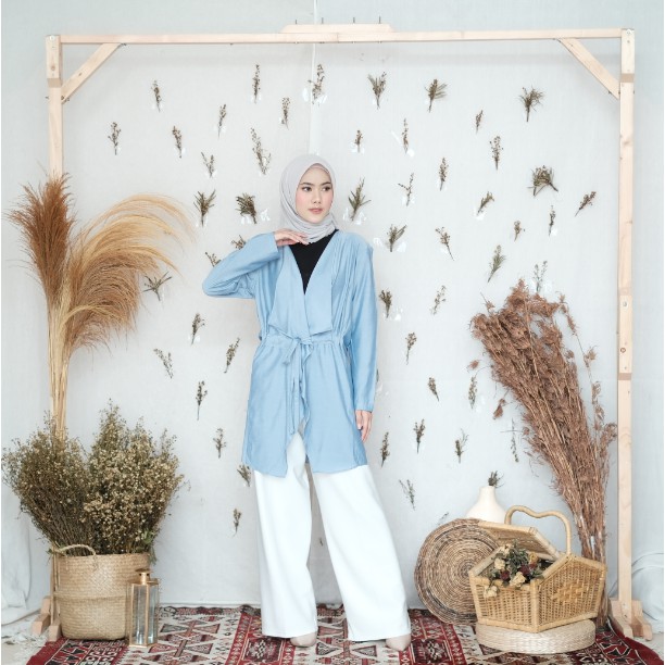 LONG CARDIGAN KARDIGAN OUTER OUTERWEAR POLOS TALI OVERSIZED KYRA JAYA HEBAT