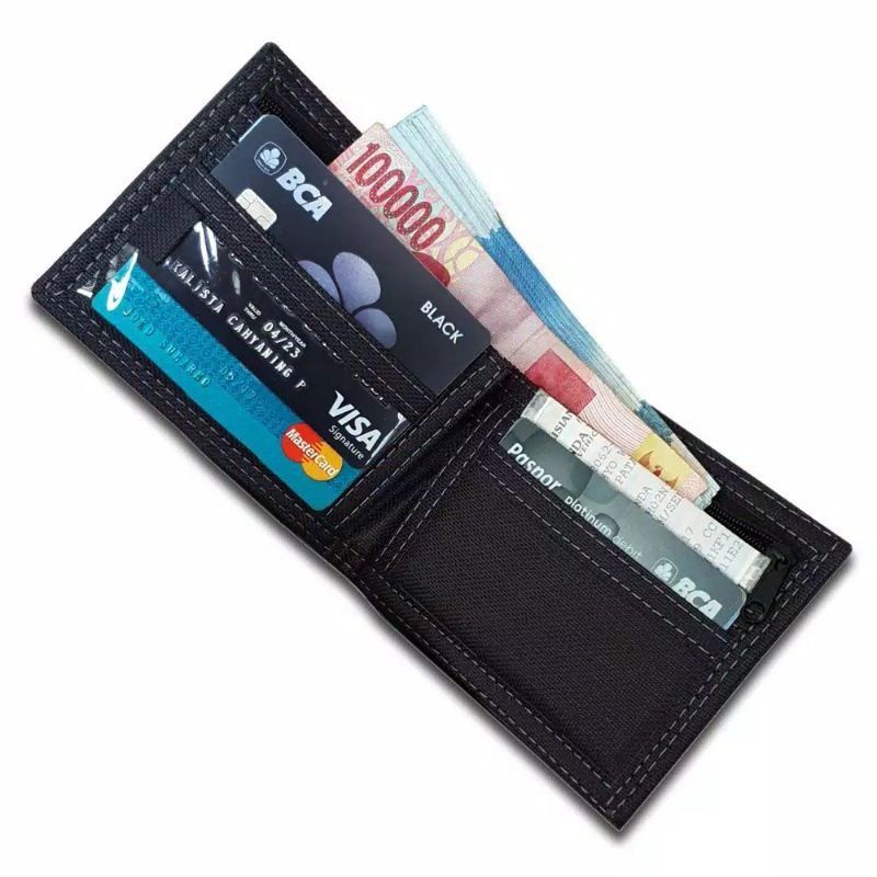 Dompet Kulit Pria Lipat Dua Classic Hitam