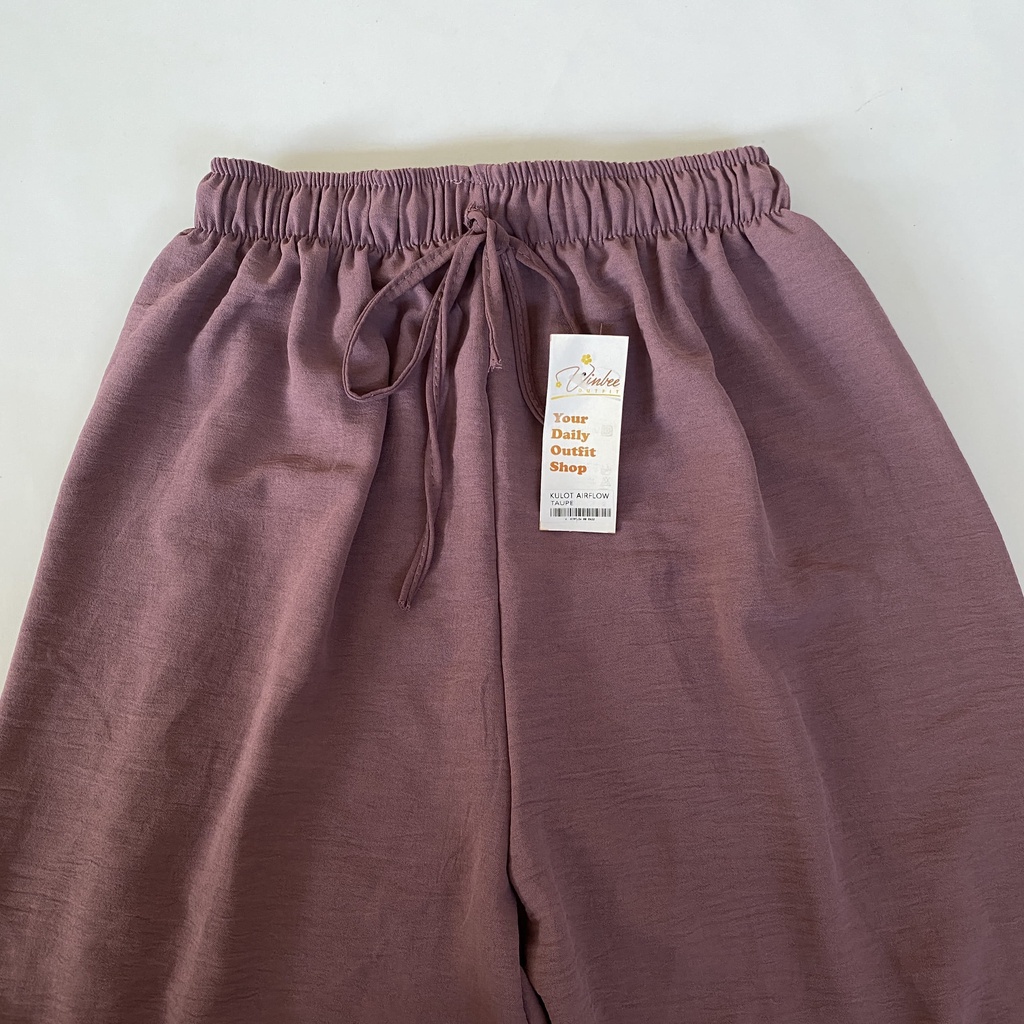 VIOLET HIGHWAIST LOOSE PANTS KULOT CRINCLE AIRFLOW-Taupe