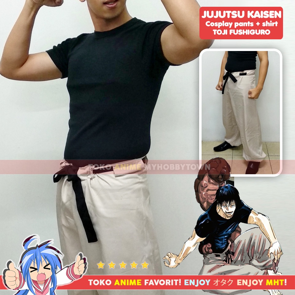 Kostum Cosplay Set Kaos Celana Fushiguro Toji Jujutsu Kaisen