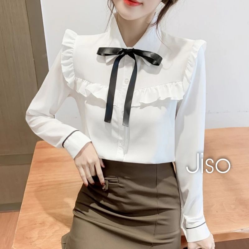 Jiso Blouse Big Size Ukuran Size S M L XL 2XL 3XL 4XL XXL XXXL  XXXXL 2L 3L 4L 5L  Atasan Blouse Wanita Jumbo Atasan Big Size Kemeja Kerja Korea Over Size