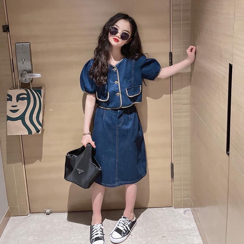 Setelan Set Anak Import Rok dan atasan crop soft jeans