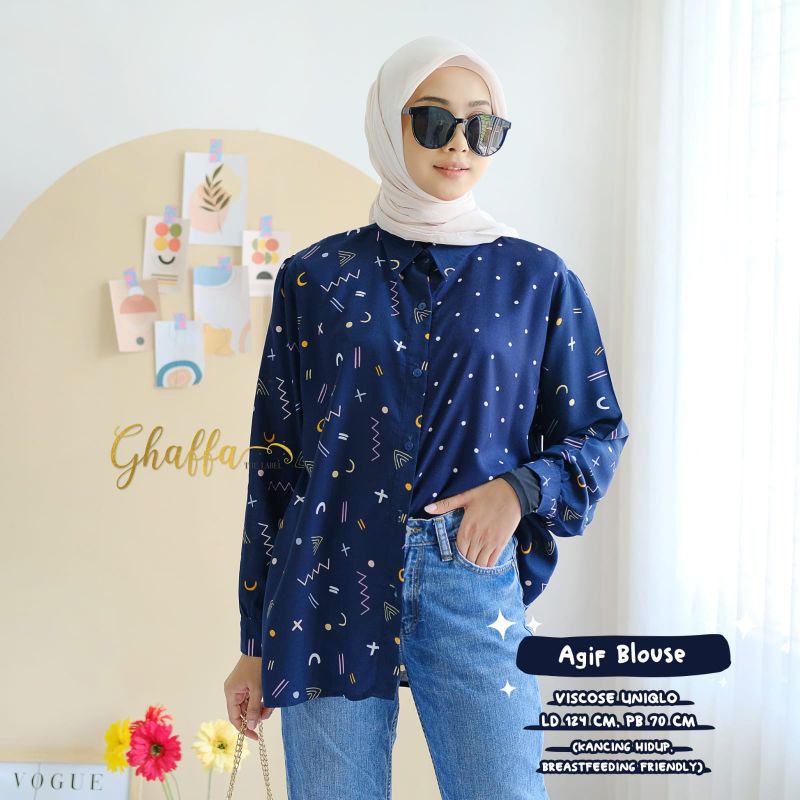 Blouse muslimah / Agif blouse by ghaffa the label / blouse motif modern