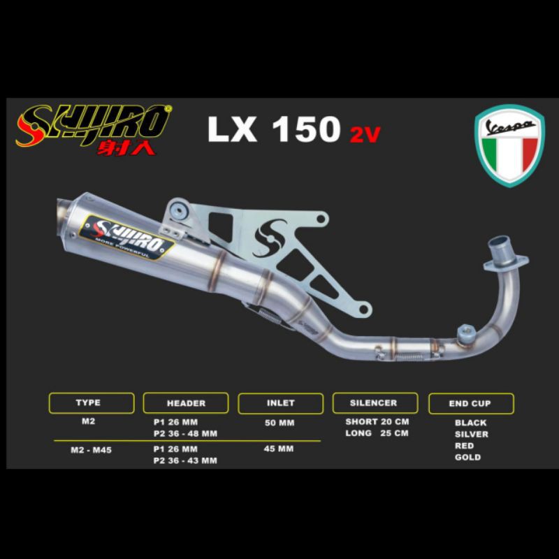 Knalpot Vespa matic LX 150 2V SHIJIRO Racing type M2