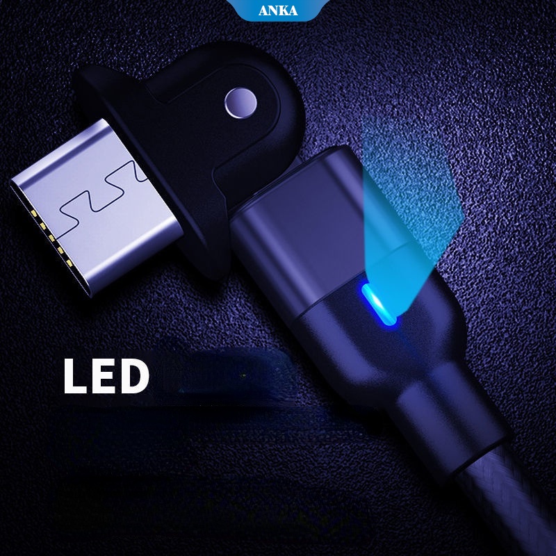 3A pengisian cepat kabel transmisi nilon data 180 ° rotasi cocok untuk android/tipe c/iPhone/OPPO/Xiaomi/Vivo/Huawei/LED tampilan pengisian daya/PUBG gamer