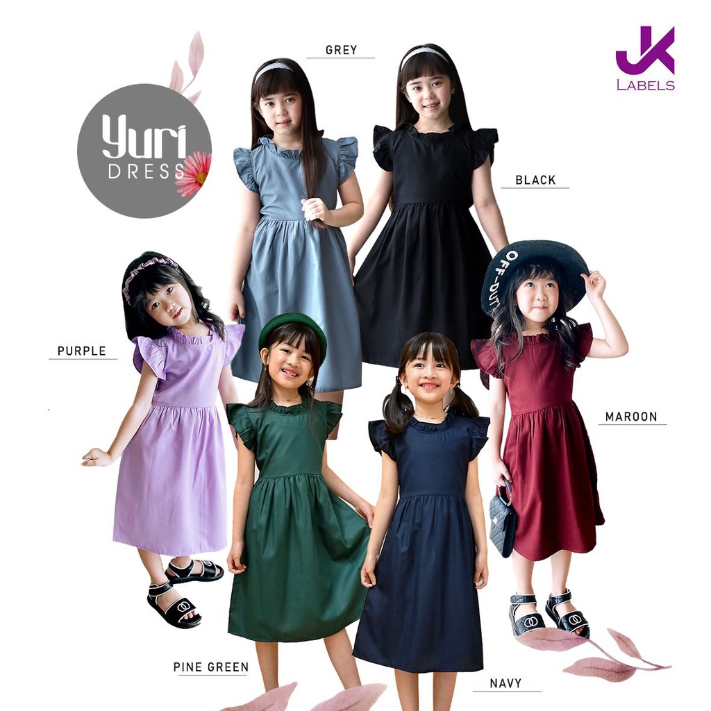 YURI DRESS BAJU ANAK DRESS FASHION ANAK PEREMPUAN DRESS RUFFLE ANAK 1 - 8 TAHUN JK