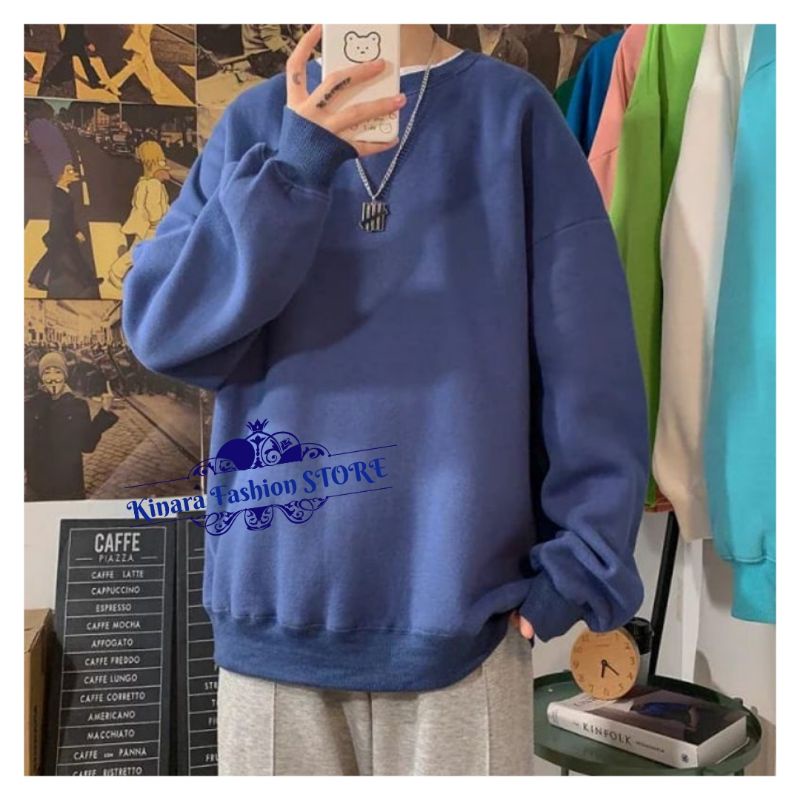 Jaket Sweater CREWNECKBASIC Oversize Big size Jumbo Besar XL XXL XXXL 2XL 3XL Korean Style Fleece