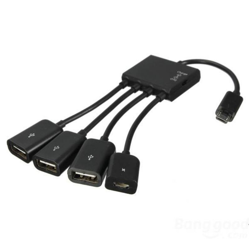 Kabel otg 4 in 1 multifungsi micro usb hub data cable adapter