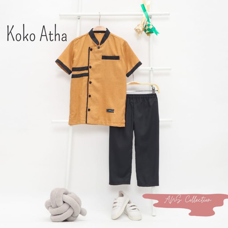 Koko Atha By : ANS Collection||bahan katun Madinah &amp; Toyobo|| Setelan Baju Muslim Laki-laki