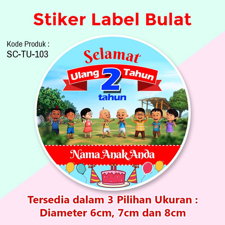 Stiker Label Ulang Tahun Anak Tumpeng Mini Souvenir Box Nasi Upin Ipin Shopee Indonesia