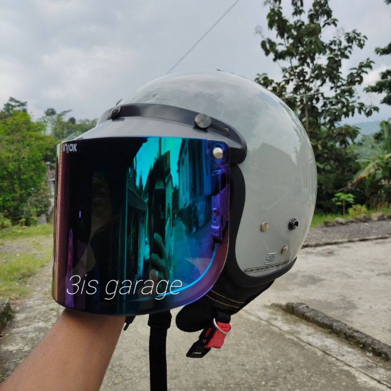 HELM BOGO DEWASA KACA DATAR FULL LEHER SNI PRIA WANITA