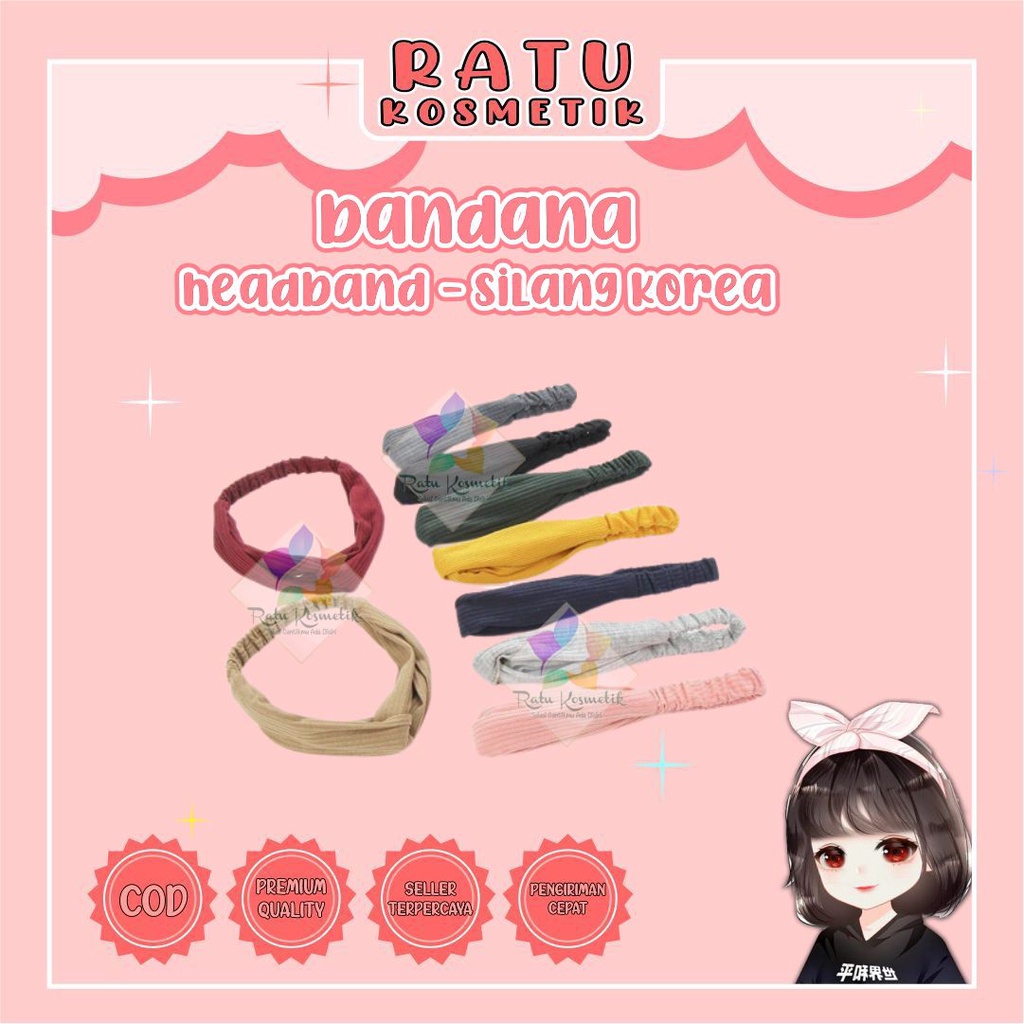 ❤ RATU ❤ Bandana Headband Silang Soulmate Chibi | Daleman Jilbab | Bando Kain Korea