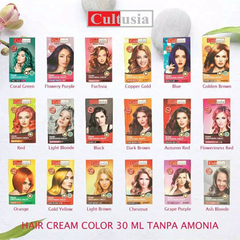 CULTUSIA Semir Rambut 30 mL | Hair Color Cream + Developer + Conditioner | Semir Rambut