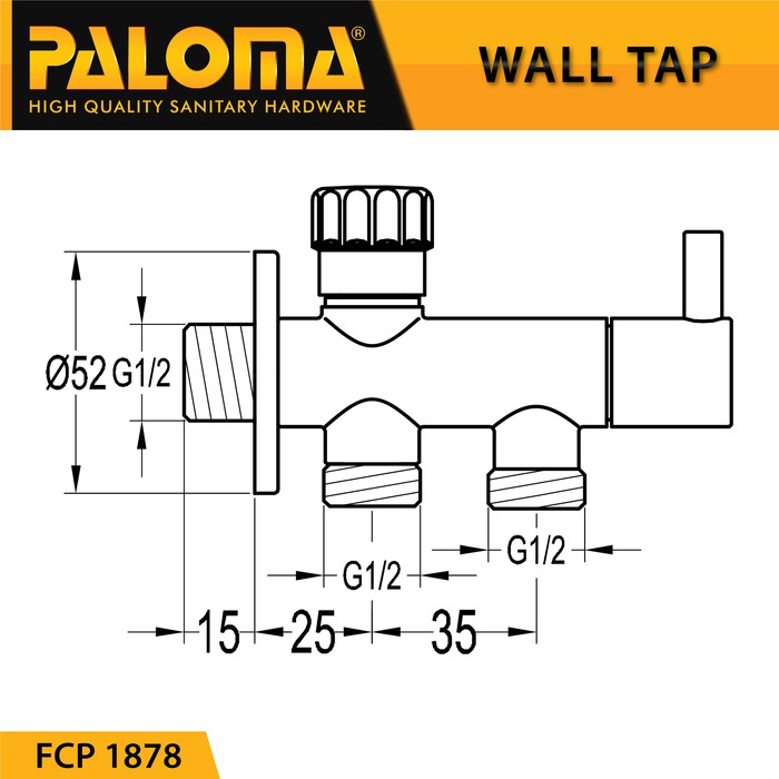 Tap PALOMA FCP 1878 Keran Kran Air Dingin Tembok Wall Stop Cabang